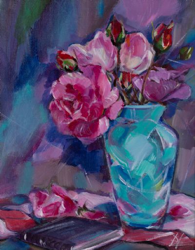 PINK ROSES by Douglas Hutton  at Dolan's Art Auction House