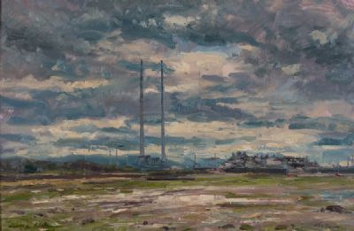 EVENING SKY OVER DUBLIN by Norman Teeling  at Dolan's Art Auction House