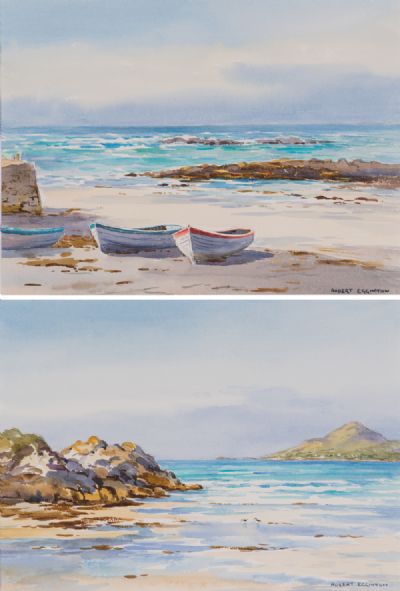 QUIET BEACH IN THE MORNING LIGHT by Robert Egginton  at Dolan's Art Auction House