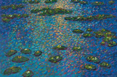 SUNLIGHT ON THE LILY POND by Paul Stephens  at Dolan's Art Auction House