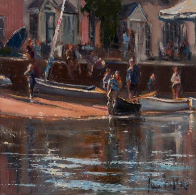 READY TO GO OUT ON THE BOATS by Roger Dellar ROI at Dolan's Art Auction House