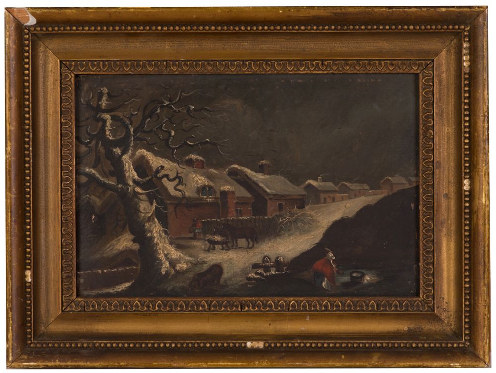 ANIMALS & COTTAGES & IN THE WINTER SNOW at Dolan's Art Auction House