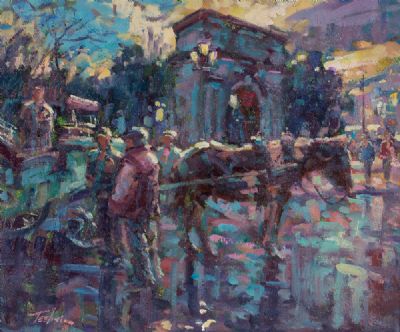 HORSEMEN ON STEPHENS GREEN by Norman Teeling  at Dolan's Art Auction House