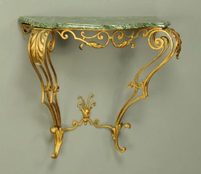 Marble-Topped Gilt Metal Console Table at Dolan's Art Auction House