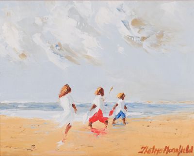 CHILDREN ON THE BEACH by Thelma Mansfield  at Dolan's Art Auction House