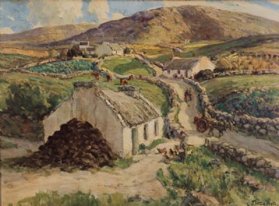 COTTAGES AT DUNGLOE by James Humbert Craig RHA at Dolan's Art Auction House