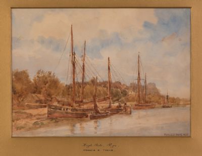 BOATS AT HIGH TIDE by Francis Tighe  at Dolan's Art Auction House