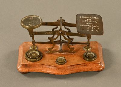 Brass Postal Scales with Weights at Dolan's Art Auction House