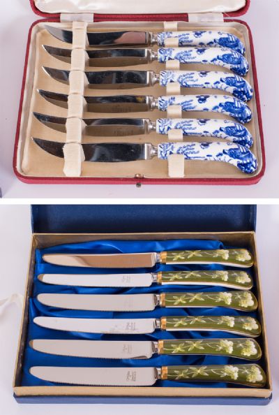 Cased Sets of China Handled Knives at Dolan's Art Auction House
