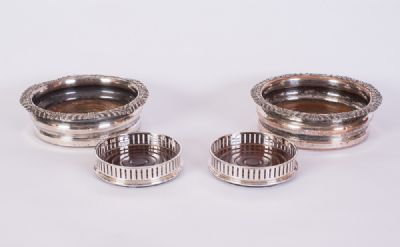 Pair Silver Plated Wine Coasters at Dolan's Art Auction House