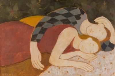 SLEEPING COUPLE by Helen Tabor  at Dolan's Art Auction House