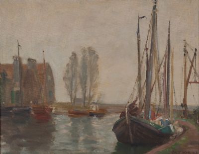 DUTCH HARBOUR by Ernest Hayes RHA at Dolan's Art Auction House