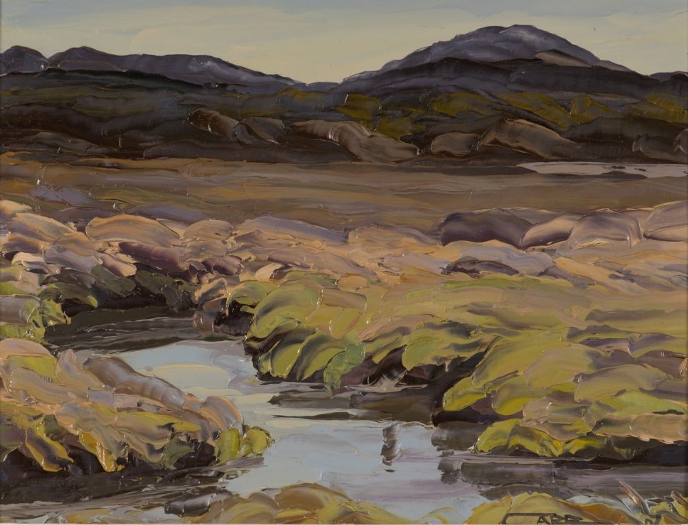 AFTER THE RAIN, BANKS TURNING GREEN, RIVER GOWLA by Rosemary Carr ROI at Dolan's Art Auction House