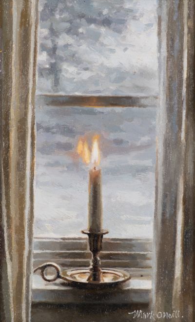 CANDLE IN THE WINDOW by Mark O''Neill  at Dolan's Art Auction House