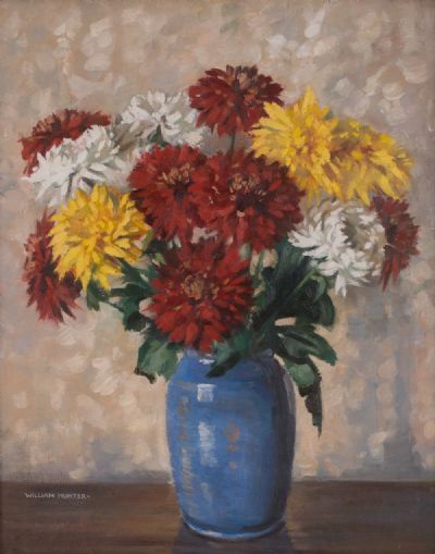 CHRYSANTHEMUMS IN THE STUDIO by William Hunter ROI at Dolan's Art Auction House