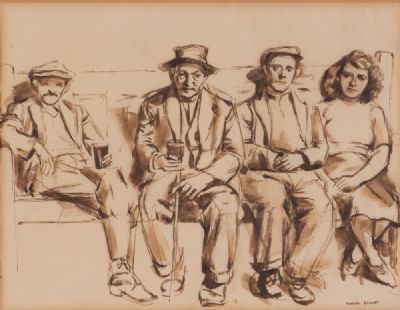 OLD TIMERS IN THE BAR by Muriel Brandt RHA at Dolan's Art Auction House