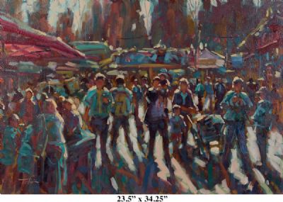 SUMMER MARKET, ON A HOT SUMMER''S DAY by Norman Teeling  at Dolan's Art Auction House
