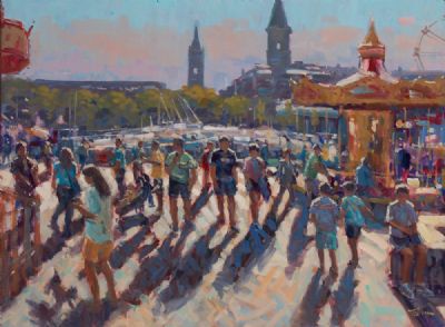 DUN LAOGHAIRE HARBOUR FAIRGROUND by Norman Teeling  at Dolan's Art Auction House