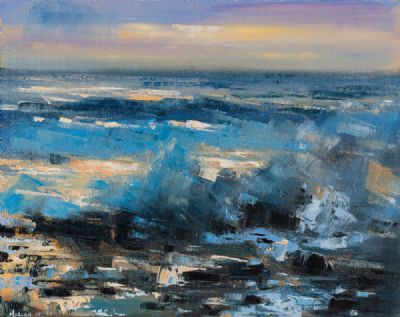EVENING SUN, AS THE BURREN MEETS THE SEA by Henry Morgan  at Dolan's Art Auction House
