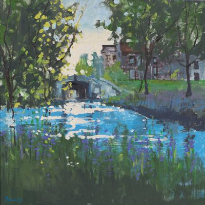 GRAND CANAL, NEAR LEESON STREET by John Morris  at Dolan's Art Auction House