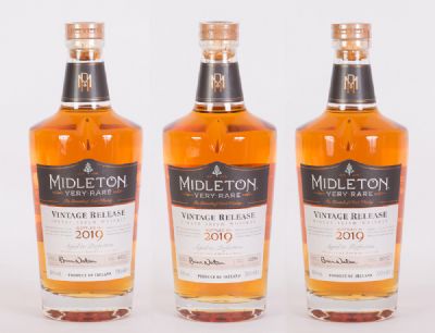 Collection of 3 Midleton Very Rare 2019 Irish Whiskeys at Dolan's Art Auction House
