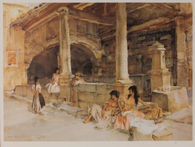 SPANISH GIRLS IN A COURTYARD by Sir William Russell Flint RA at Dolan's Art Auction House