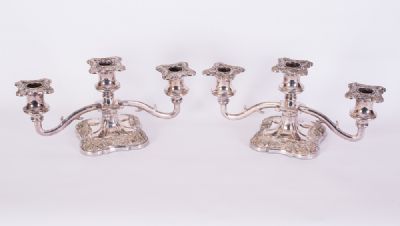 Pair of Silver Plated Candelabra at Dolan's Art Auction House