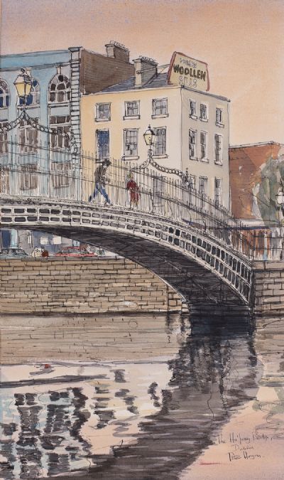 THE HALFPENNY BRIDGE, DUBLIN by Pete Hogan  at Dolan's Art Auction House