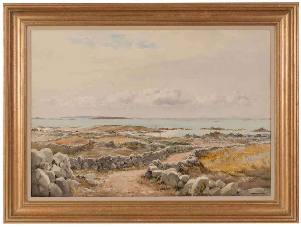 THE ARAN ISLANDS, LOOKING ACROSS FROM CONNEMARA by Frank Egginton RCA at Dolan's Art Auction House