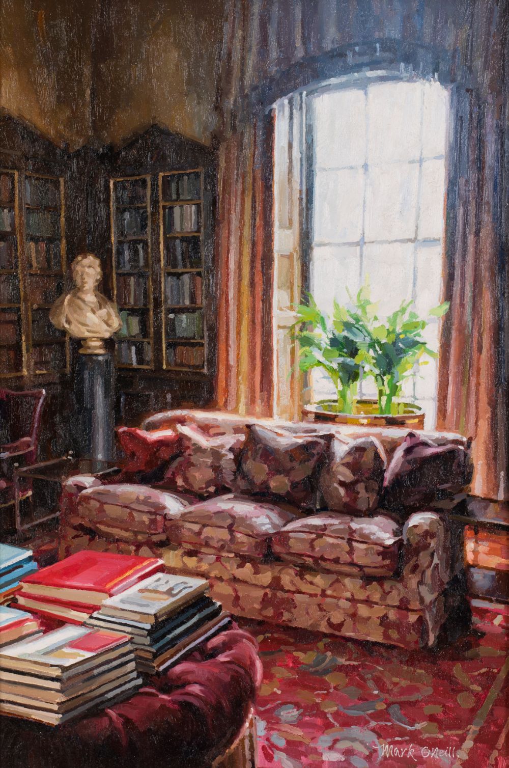 THE LIBRARY AT BALLYFIN by Mark O'Neill  at Dolan's Art Auction House
