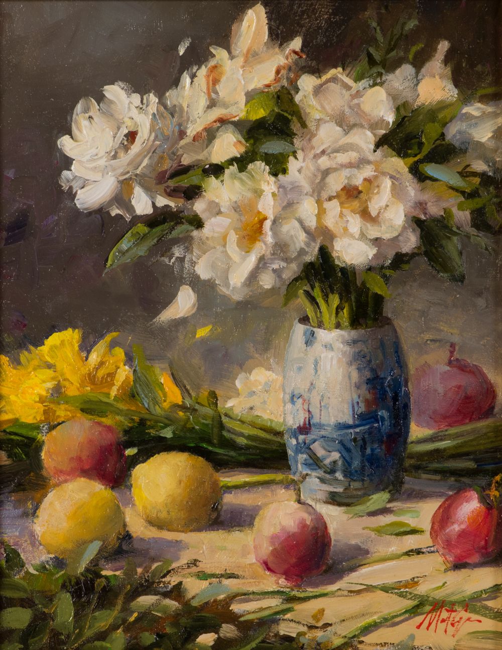 WILD ROSES & DAFFODILS by Mat Grogan  at Dolan's Art Auction House