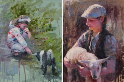 SPRINGTIME & CURIOUS KID by Henry McGrane  at Dolan's Art Auction House