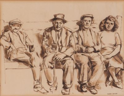 A QUIET DRINK IN THE BAR by Muriel Brandt RHA at Dolan's Art Auction House