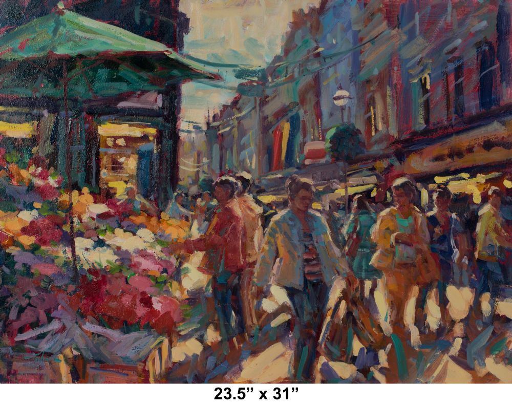 FLOWER SELLERS ON GRAFTON STREET by Norman Teeling  at Dolan's Art Auction House