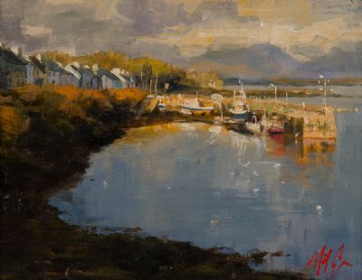 ROUNDSTONE HARBOUR by Mat Grogan  at Dolan's Art Auction House