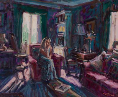MORNING LIGHT IN THE SITTING ROOM by Norman Teeling  at Dolan's Art Auction House