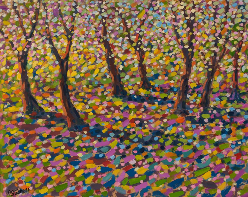 Lot 105 - DAPPLED LIGHT IN THE ORCHARD by Paul Stephens, b.1957