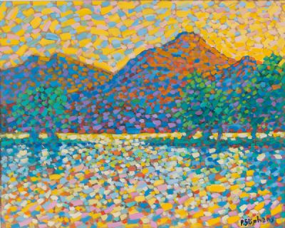 SPARKLING LIGHT, LAKE & MOUNTAIN by Paul Stephens  at Dolan's Art Auction House