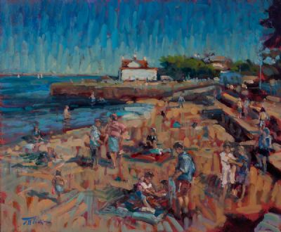 SANDYCOVE BEACH by Norman Teeling  at Dolan's Art Auction House