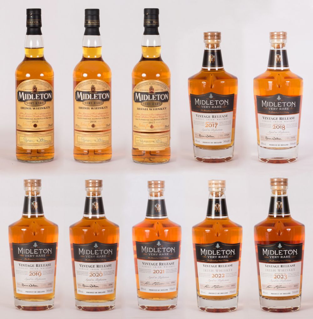 Collection of 10 Midleton Very Rare Irish Whiskeys, 2015 to 2023, Ten Bottles at Dolan's Art Auction House
