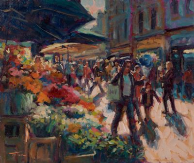 FLOWERS FROM GRAFTON STREET by Norman Teeling  at Dolan's Art Auction House