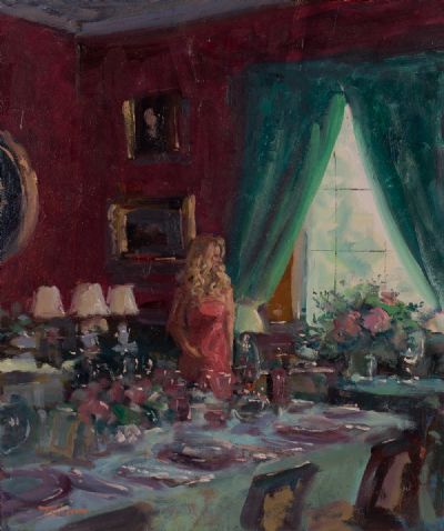 SUNLIGHT IN THE DINING ROOM by Norman Teeling  at Dolan's Art Auction House