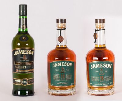 Jameson 18 Year Old Irish Whiskey, Collection of 3 Individual Bottles at Dolan's Art Auction House