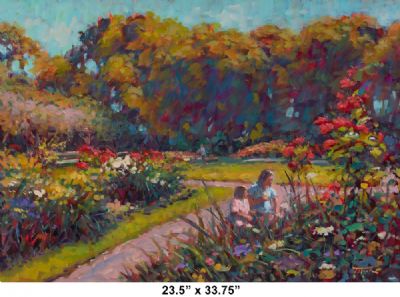 IN THE FLOWER GARDEN, MOTHER & CHILD by Norman Teeling  at Dolan's Art Auction House