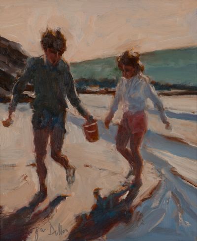 CHILDHOOD DAYS AT THE SEASIDE by Roger Dellar ROI at Dolan's Art Auction House