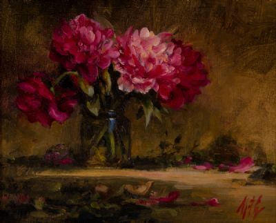 PEONY ROSES by Mat Grogan  at Dolan's Art Auction House