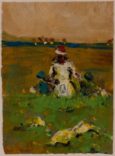 PICNIC ON THE BEACH by Marie Carroll  at Dolan's Art Auction House