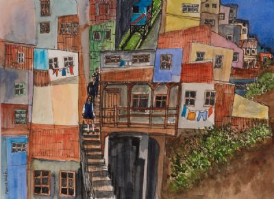 STEPS OF VALPARAISO by Manus Walsh  at Dolan's Art Auction House
