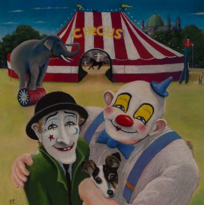 CIRCUS CLOWNS by Ted Turton  at Dolan's Art Auction House
