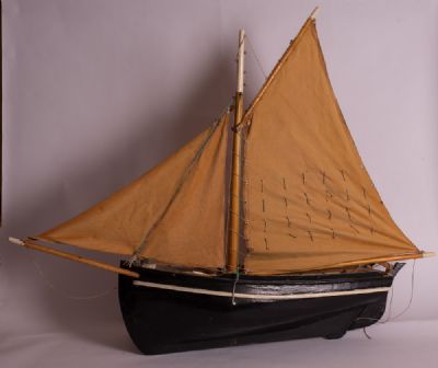 Wooden GALWAY HOOKER Model at Dolan's Art Auction House